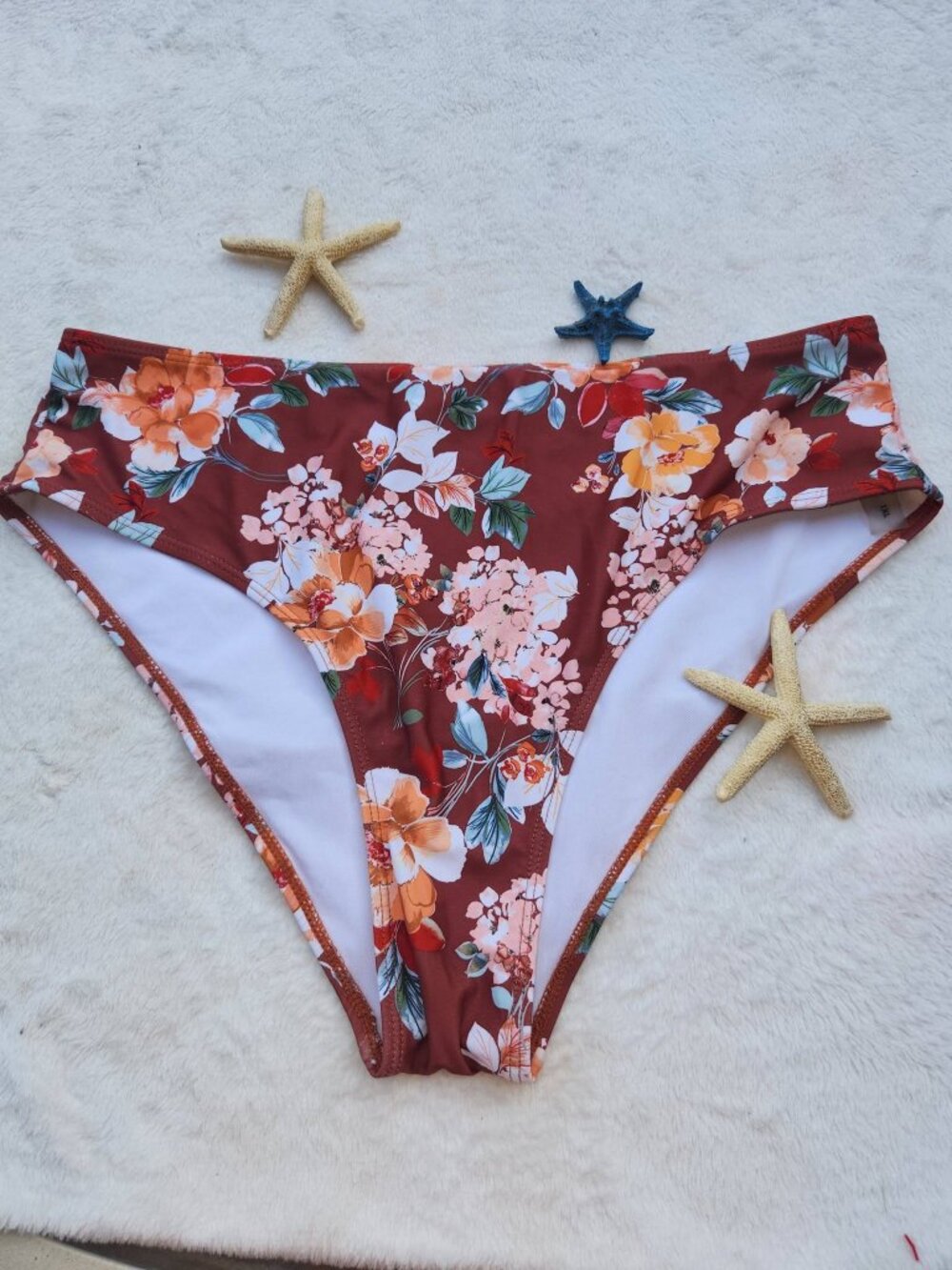 1XL Women's Brown Floral Bikini Bottom Bathing Suit Swimwear Beach Pool Swimming
